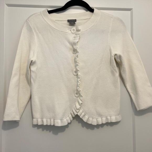 Ann Taylor womens white cardigan with ruffle detail - Picture 3 of 9